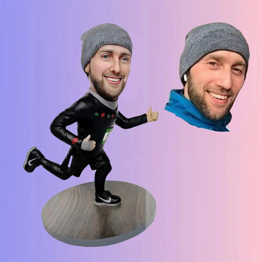 custom running bobblehead figure with hats 