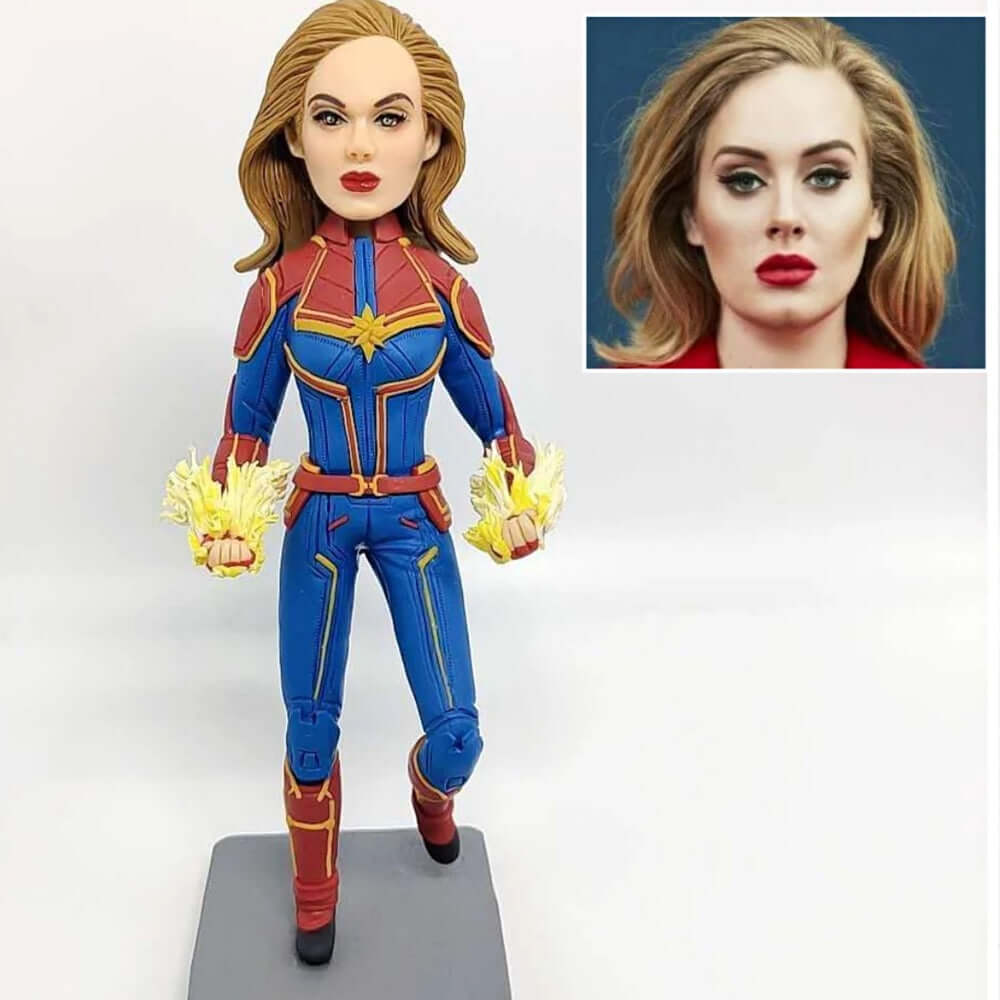 custom wonder woman bobblehead from your photo, personalized marvel figure gifts for marvel fans