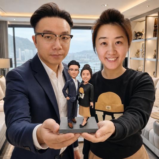 Cute couple bobblehead from photo as personalized gift for him and her