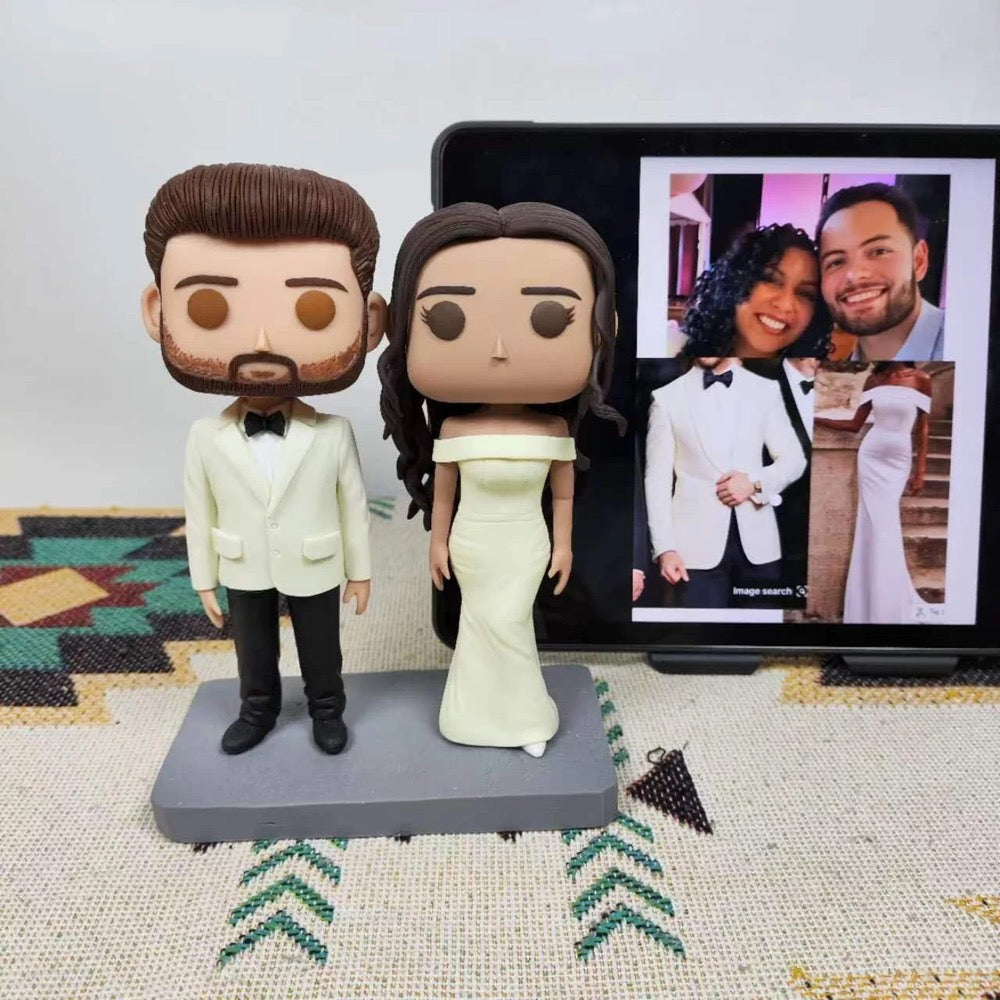 Custom Funko Pop Wedding Cake Topper - Personalized Pop Figure Couple from Photo - uDesign Gift