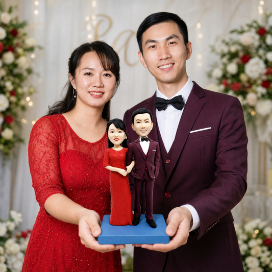 Personalized engagement couple figurine from photo as proposal keepsake