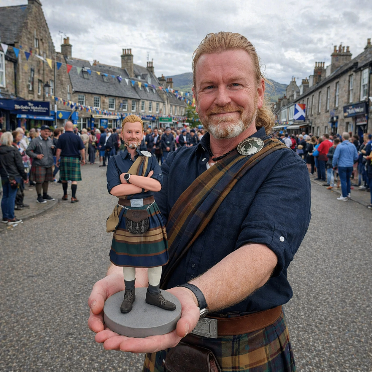 Handmade personalized figurine for father from photo, displayed as an father's day gift