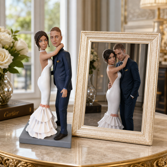Personalized wedding couple figurine from photo for newlywed gift