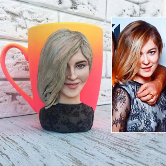 Custom Figurine Mug With Picture- Personalized 3D Portrait figure Coffee Mug, Handmade Gift for Coffee Lovers