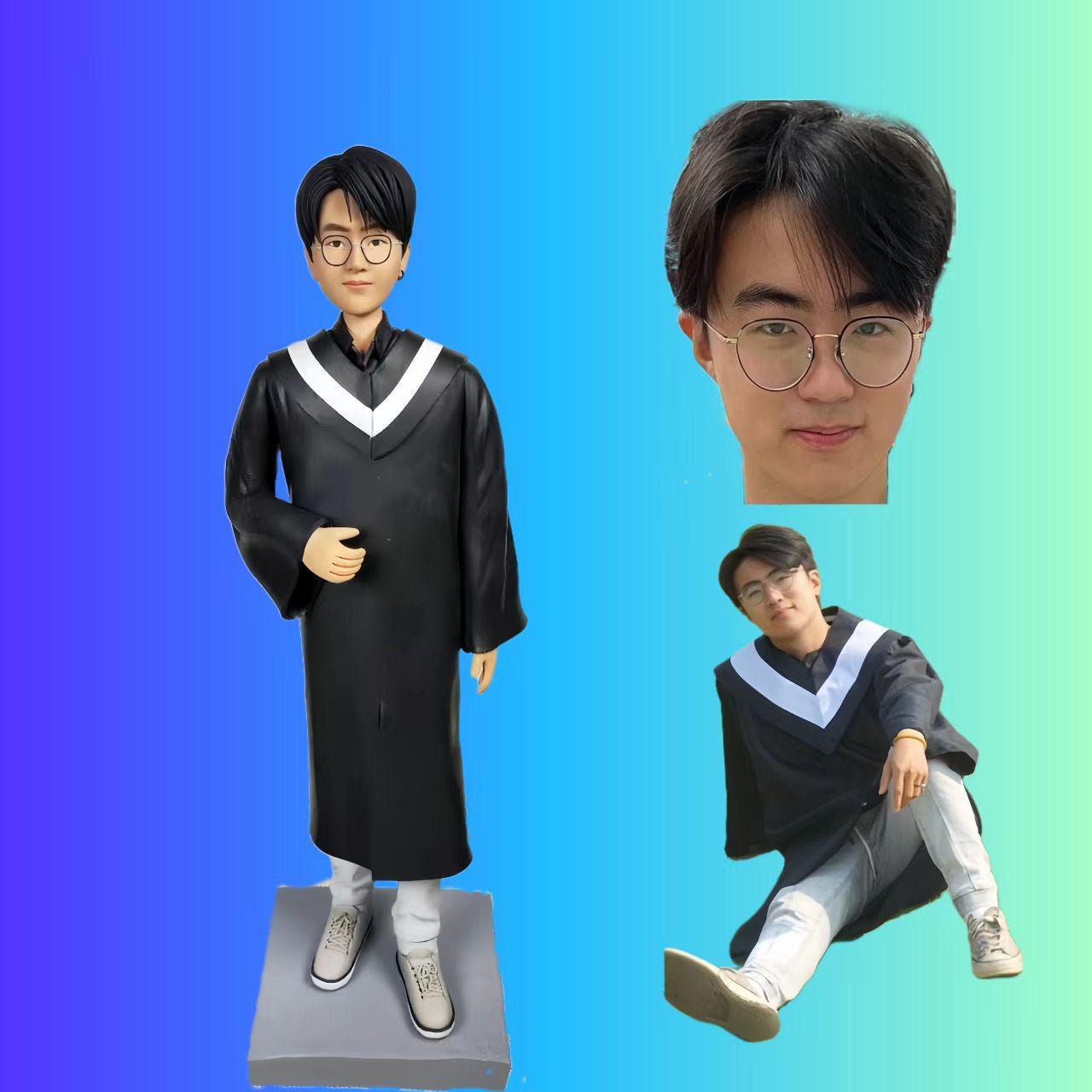 Custom Graduation Bobblehead for Him - Personalized Figurine Graduation Gifts from Photo - Unique Handmade Gift for boys, girls, students - uDesign Gift