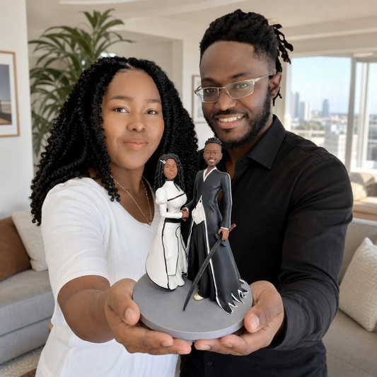 Romantic couple anime figurine from photo as handmade personalized gift